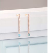 925 Ayar Gümüş Damla Aquamarine Su Yolu Küpe