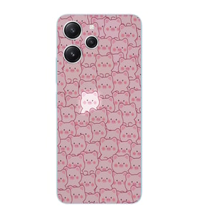 Xiaomi Redmi 12 Uyumlu Uyumlu Cute Pink Pig Tasarımlı Şeffaf Telefon Kılıfı