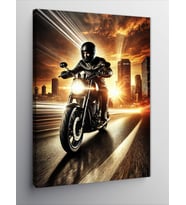 Kanvas Tablo Gece Yarısı Motorcu
