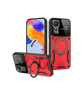 Mey İthalat® Realme 11 Pro Plus Joy Lens Standlı Kapak - Kırmızı
