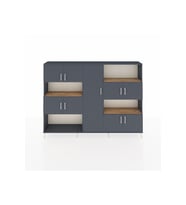 Arges Dolap 10 Raflı 9 Kapaklı 220x30x163 Antrasit-Antrasit/Çam