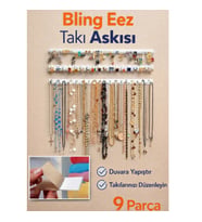 Bling Eez Takı Askısı 9 Parça Takı Aksesuar Düzenleyici Kolye Küpe Yüzük Takı Organizer (Beyaz)