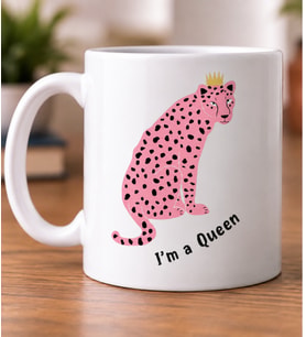 Pembe Sevimli Panter Desenli Hayvan Severlere Hediye Porselen Kupa Bardak