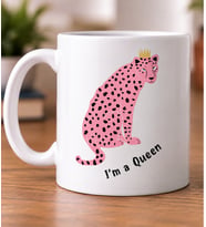 Pembe Sevimli Panter Desenli Hayvan Severlere Hediye Porselen Kupa Bardak
