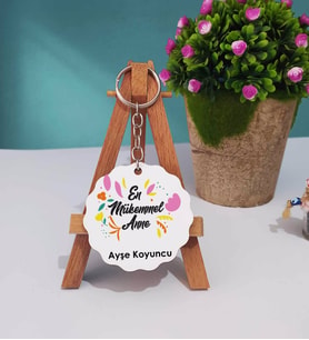 Anneler Günü Hediyesi Anneye Hediye - 3 - Ahşap Anahtarlık