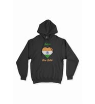 Yeni Delhi Hindistan Bayraklı Kalpli Siyah Sweatshirt Hoodie