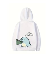 Sevgililer Günü Baskılı Oversize Kapüşonlu Sweatshirt Hoodie - Beyaz