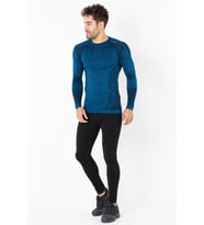 MioFit Erkek Active Sportive Uzun Kollu Dikişsiz Spor Tişört (Mavi-Siyah)