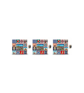 Kişiye Özel İstanbul Temalı Polyester Magnet 3'lü Set - Çini Desen 1
