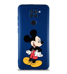 Xiaomi Redmi Note 9 Soft Premier Kapak Mickey Mouse-D Tasarımlı Silikon Kılıf - Lacivert (Şeffaf)