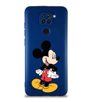 Xiaomi Redmi Note 9 Soft Premier Kapak Mickey Mouse-D Tasarımlı Silikon Kılıf - Lacivert (Şeffaf)