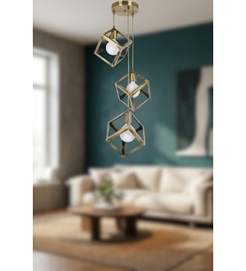 Lumino 3'lü Sarkıt Avize – 4 Farklı Renk Seçenekli Modern Tasarım Avize (Eskitme Altın)