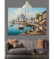 İstanbul Sahil Camii Manzarası Dekoratif Kanvas - Mdf Ahşap Tablo