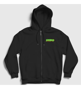 Presmono Unisex Siyah Logo Exodus Fermuarlı Kapüşonlu Sweatshirt 146868tt