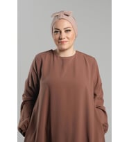 Bej Pratik Hazır Geçmeli Fiyonklu Bone Sandy Çift Taraflı Çapraz 3007B_12