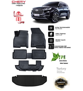 Chery Tiggo 8- 7 Kişilik 2020- Araca Özel 3D Paspas Ve 3D Bagaj Havuzu