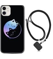 Apple iPhone 11 12 13 Mini Kılıf Boyun Askılı Silikon Love Cats 1604