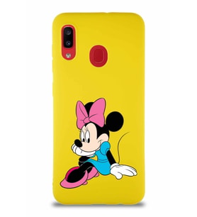 Samsung Galaxy A30 Soft Premier Kapak Minnie Mouse-E Tasarımlı Silikon Kılıf - Sarı (Şeffaf)