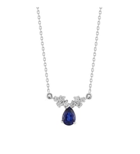 1,02 Karat Pırlanta Safir Kolye (Beyaz)