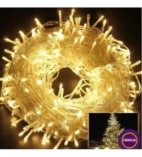 Yılbaşı Aydınlatması 100 LED Perde Hortum Sıcak Beyaz Işık