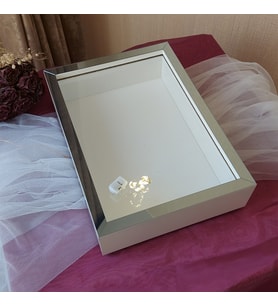 25X35 BEYAZ-FÜME LEDLİ DERİN ANI ÇERÇEVESİ- NİŞAN SÖZ GÜLLERİNİZ İÇİN ÇERÇEVELER