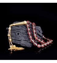 925 Ayar Gümüş Püsküllü Arpa Kesim Sultan Taşı Tesbih