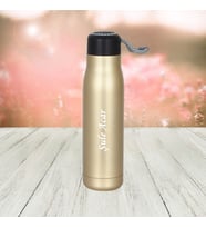 KİŞİYE ÖZEL İSİM BASKILI TAŞIMA İPLİ ÇELİK TERMOS 600 ML (Metal) (Gold)