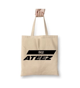 Ateez Yeosang Bez Çanta Uzun Saplı Alışveriş Çantası Plaj Çantası (Beyaz)