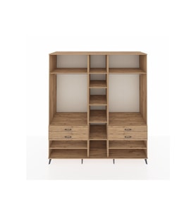 Kronos Dolap 11 Raflı 4 Çekmeceli 2 Askılı 220x59x243 Çam-Çam/Çam