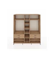 Kronos Dolap 11 Raflı 4 Çekmeceli 2 Askılı 220x59x243 Çam-Çam/Çam