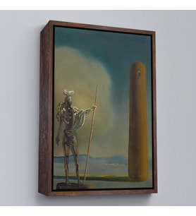 Çerçeveli Salvador Dali - Kuledeki Şövalye Tablosu - Le cavalier a la tour (Beyaz)