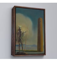 Çerçeveli Salvador Dali - Kuledeki Şövalye Tablosu - Le cavalier a la tour (Beyaz)