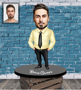 Kişiye Özel İş Adamı Karikatürlü Ahşap Biblo Bay-23-Eco