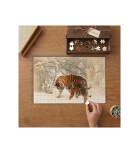 Kaplan Ve Yavrusu Tasarımı 240 parça Ahşap Puzzle Ahşap Kutuda MP09517