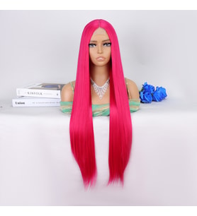 Koyu Pembe Ekstra Uzun Tül Peruk