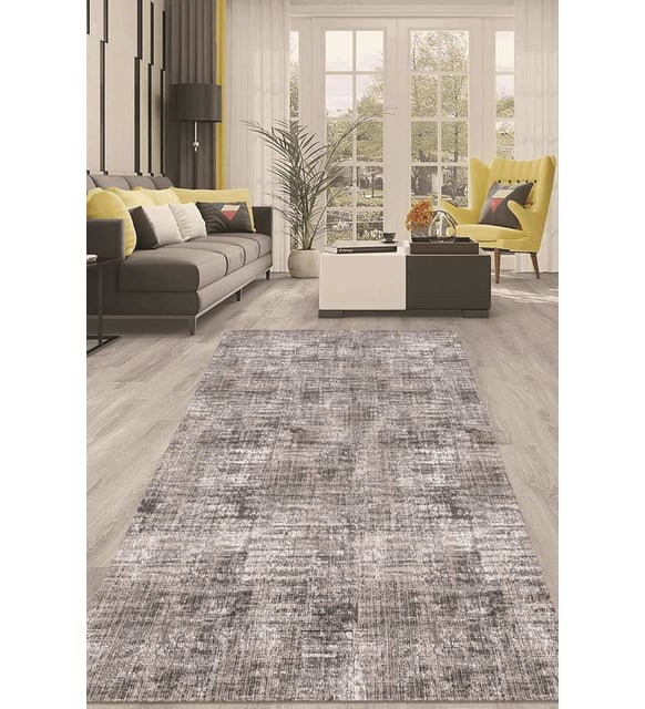 Dijital Kaymaz Taban Yıkanabilir Modern Renkli Salon Halısı Mutfak Halısı Yolluk ND-HT-565 (Gri)