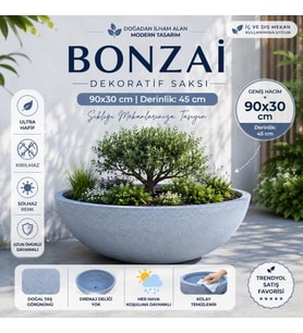 BONZAI - BETON GÖRÜNÜMLÜ PLASTİK SAKSI