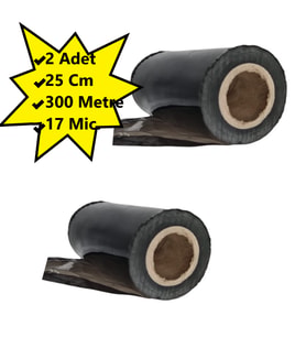 Palet Siyah Dilimli Streç 25 CM 17 Mic.  1000Gr / 300mt. Siyah 2 Adet