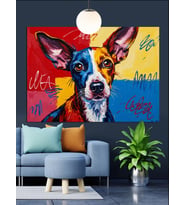 Pop Art Köpek Portresi Dekoratif Kanvas - Mdf Ahşap Tablo