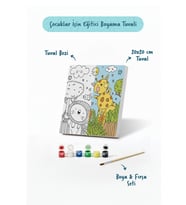 Sevimli Safari Hayvanları – Çocuk Boyama Tuvali Seti 20x20 cm