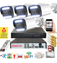 4 lü Araç İnsan Yüz Tanımalı Hareket Algılayan 5 MP Lens 12 Warm Led Gece Renkli Kamera Seti 3312W