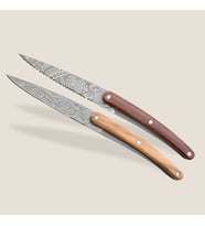 2 Deejo Paring Knives, Olive and Coral Wood / Polynesian and Pacific Bıçak Seti (Kahverengi)