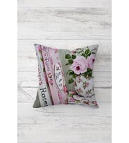 Vintage Çiçek Desenli Çift Tarafı Baskılı Gizli Fermuarlı Yastık Kılıfı Kırlent Koltuk Yastık Kılıfı (Toz Pembe)