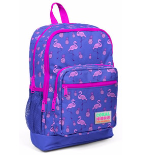 Coral High Kız Çocuk İlkokul Çantası - Pembe-Mor Flamingo Desenli - Dört Bölmeli