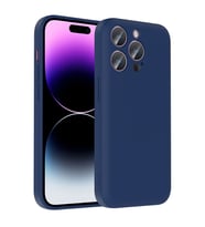Apple iPhone 14 Pro Uyumlu Kılıf Kamera Korumalı Kartlık Hazneli Zore Vitra Kapak (Lacivert)