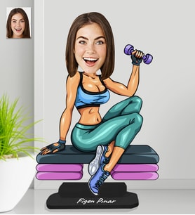 Kişiye Özel Fitness Kadın Ahşap Biblo-2