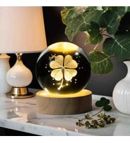 Wolawood Kristal Cam Kar Küresi 3D Işıklı LED Lamba USB Kablolu Ahşap Standlı Özel Gün Işığı Dekoratif Hediyelik Konsept Masaüstü Aksesuar Şık Zarif Süs Biblo Dekor Top Özel Üretim Premium Ay Küre Seti