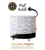 Yıkanabilir Puf Tabure Kılıfı Tak-Çıkar-Değiştir-Yenile Orta Sehpa Kılıfı By Motif Gri