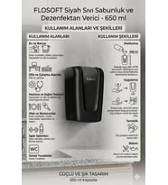 Flosoft Siyah Sıvı Sabunluk Ve Dezenfektan Verici 650 ml