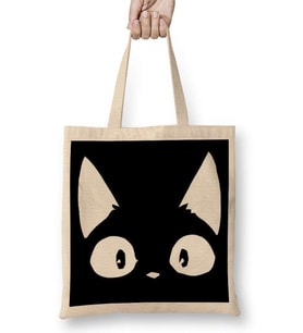 Beyaz Kedi Siyah Kötü Cats Bez Çanta Uzun Saplı